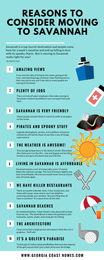 infographic of reasons to move to Savannah